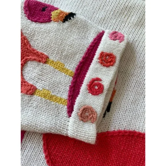 Vtg Design Option by Philip & Jane Gordon Flamingo Themed Knit Cardigan Sweater - Picture 11 of 11